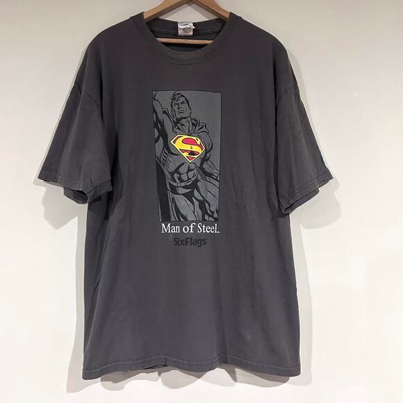 Vintage Six Flags Superman Man Of Steel Tee Shirt - Picture 1 of 3